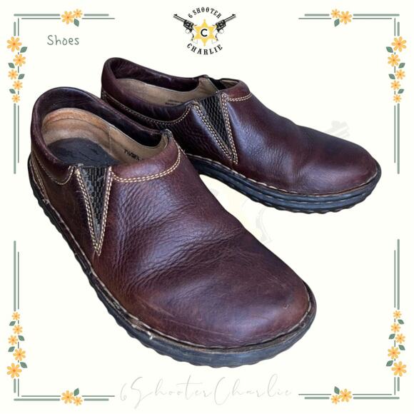 Born Womens W6542 Brown Leather Round Toe Comfort Slip On Clog Shoes Size 7.5 M - Picture 1 of 7